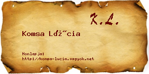 Komsa Lúcia névjegykártya